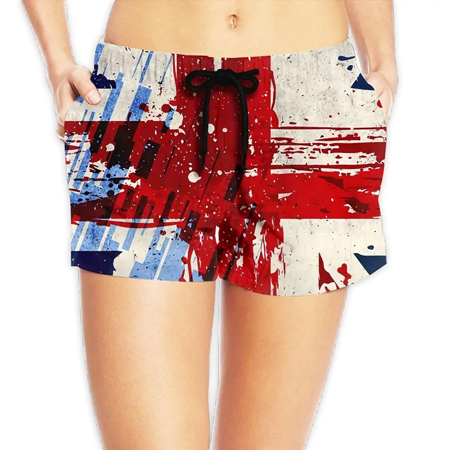 black and white american flag swim trunks