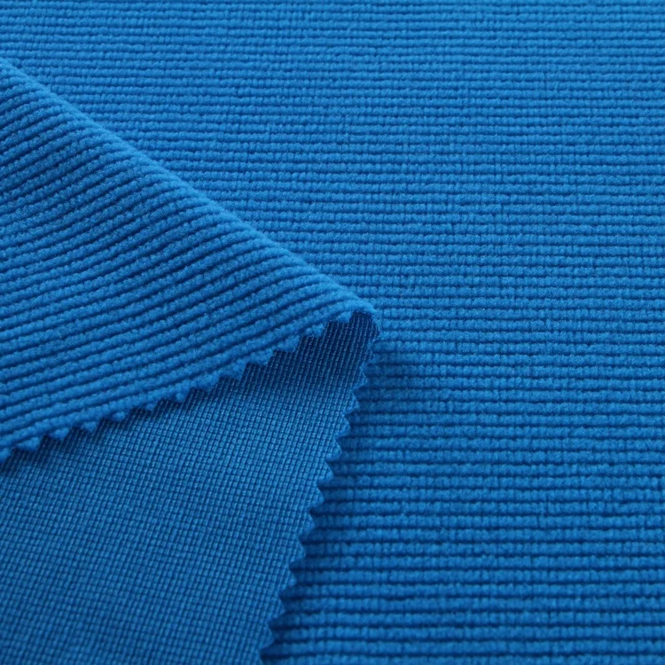 blue stripe 100% polyester dobby brushed poly fleece fabric made