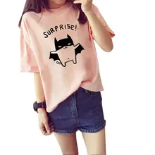2016 Women’s Summer T-Shirt Lovely Bat Printed Short Sleeve Tops Free Shipping New