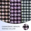 cheap rose color houndstooth gird wool fabric, fashion woven yarn dyed wool/ viscose blended fabric
