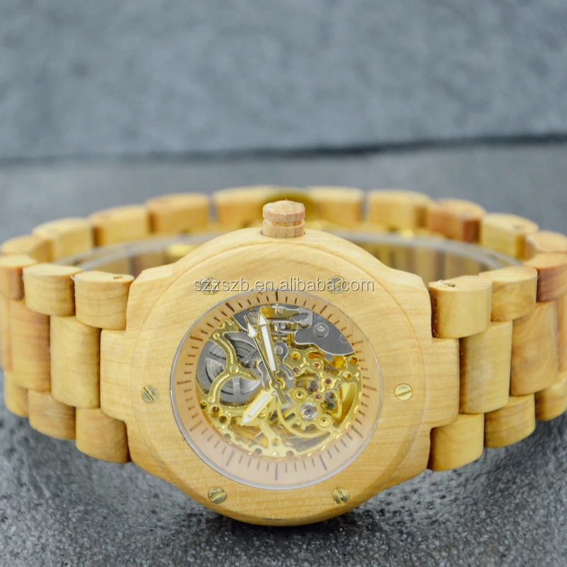 2019 New Arrival Handmade Wood Transparent Automatic Watch,No Battery