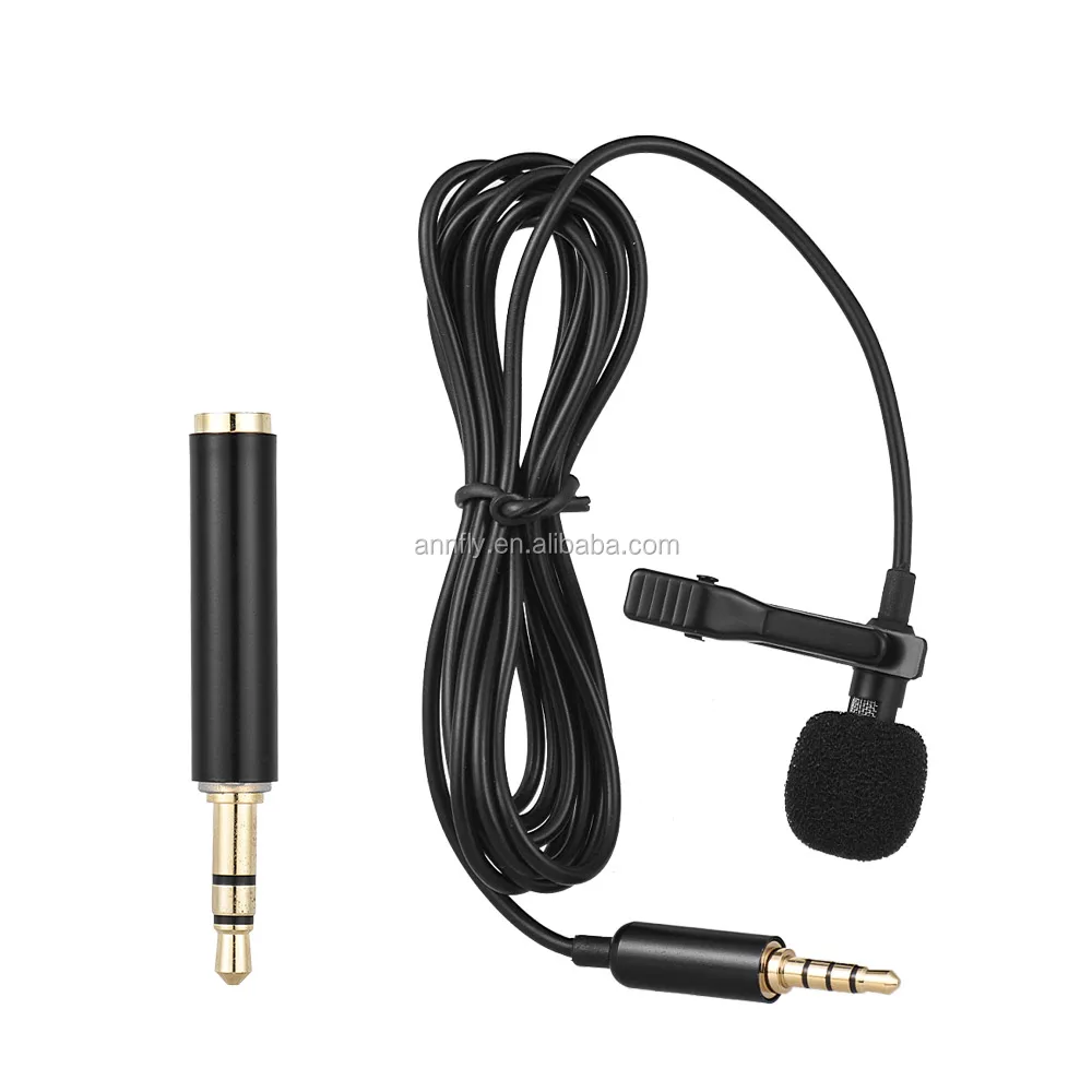 Clipon Collar Clip Microphone 3.5mm Jack Mini Wired Condenser Mic For