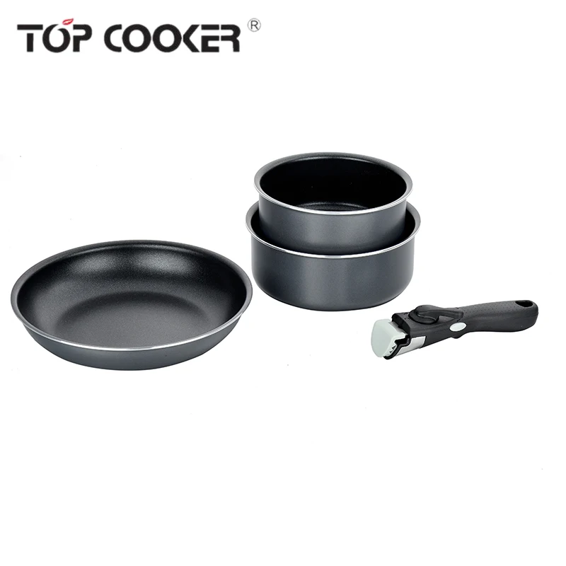 New Design Detachable Handle Nonstick Cookware Sets Removable Handle