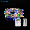 RGB starry string lights 13 Colors changing waterproof Timed 3AA battery powered copper wire LED string with remote control