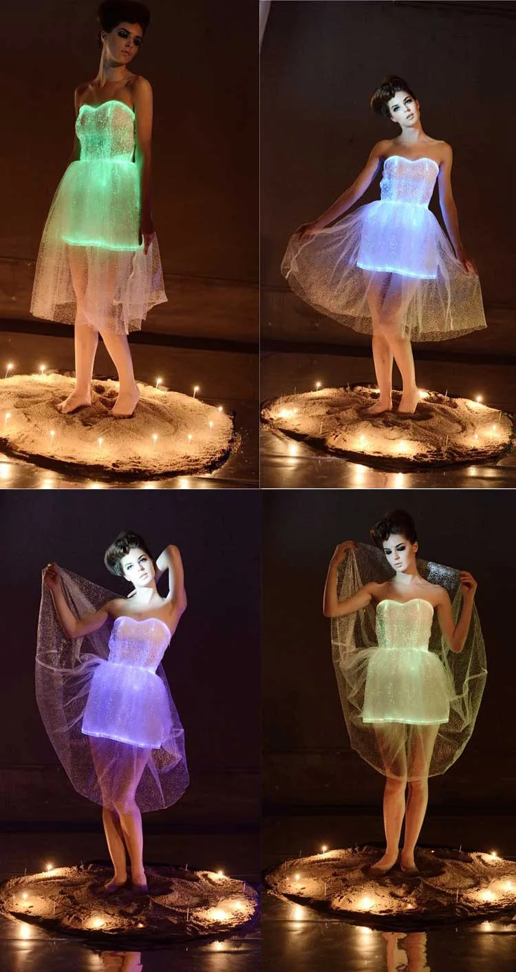 Wholesale Led Lights Prom Dress Glow In The Dark Formal Dress Fiber