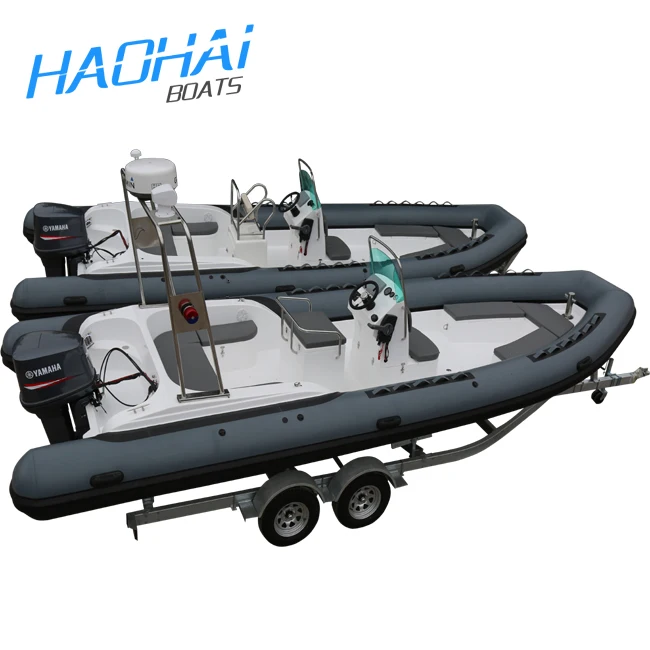 Hot Sale 760cm Hypalon Rib Rib Fiberglass Inflatable Boat With Outboard