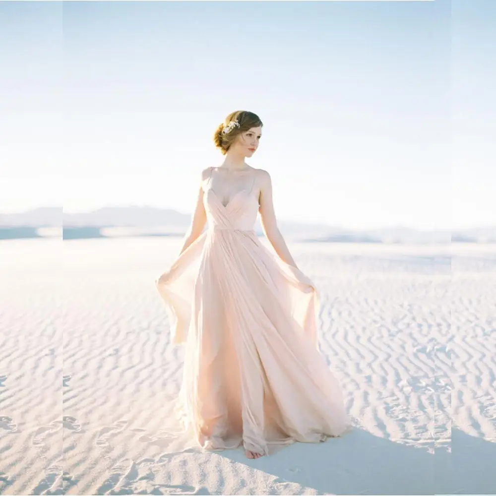 peach beach wedding dress