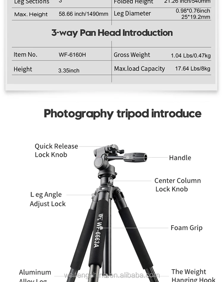 professional portable camera stand with 3/8 screw high quality Aluminum alloy  great tripod for dslr phone