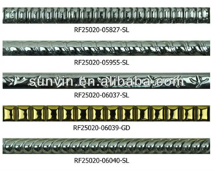 Golden Silver 30x300mm Metal Ceramic Border Tiles Sliver 30x300mm Metal Ceramic Border Tiles