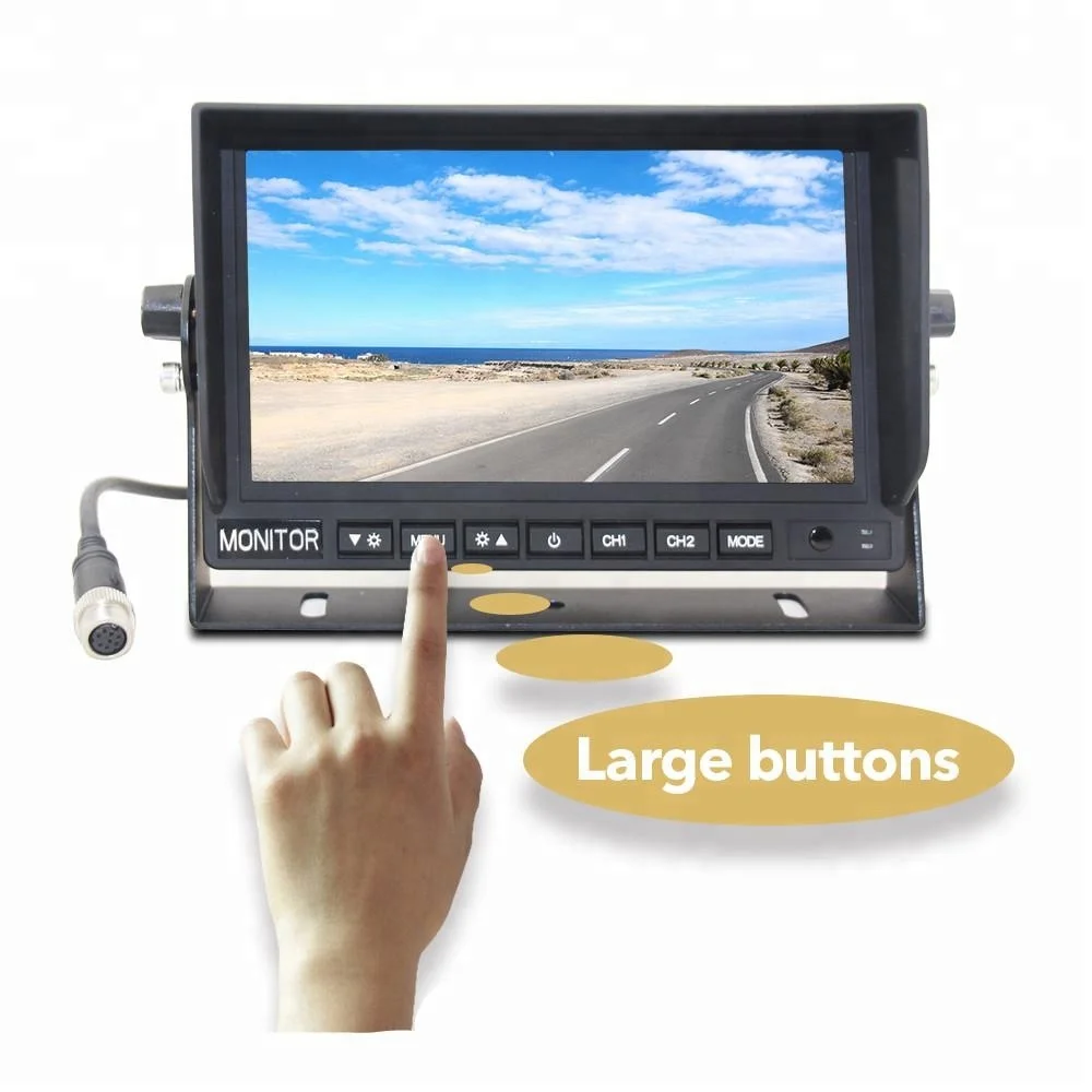 2 Cameras Input 7inch Tft Lcd Car Sun Visor Monitor With Backup Camera And Extension Cable 20m