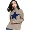 Newest fashion design casual unique knitting sweater autumn winter women's cashmere sweater with five pointed star