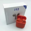 Latest new hot selling high quality wireless 5.0 TWS i12 red color earbuds