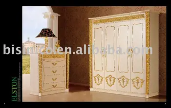 New Item Antique White And Gold Colour Wooden 4 Doors Wardrobe Moq 1pc View Wooden Wardrobe Bisini Product Details From Zhaoqing Bisini Furniture