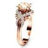 Exquisite Champagne Full Artificial Diamond Ladies Ring Rose Gold Plated Wedding Jewelry B2172
