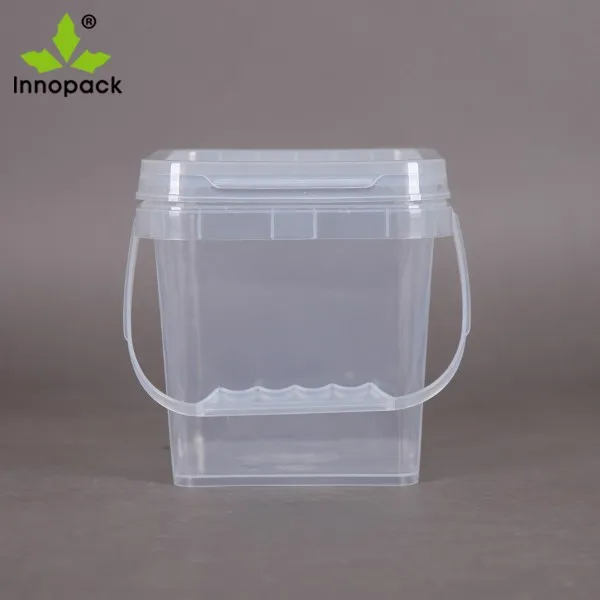 High Quality Plastic Food Grade Clear Square Ice Cream Buckets For Sale