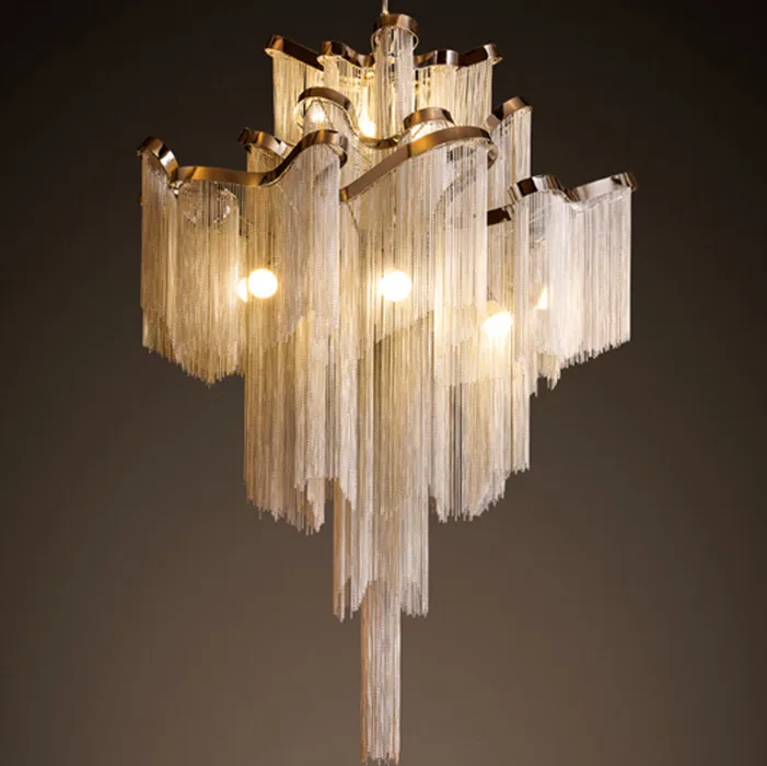 Luxury aluminum chain chandelier lighting decorative chain chandeliers