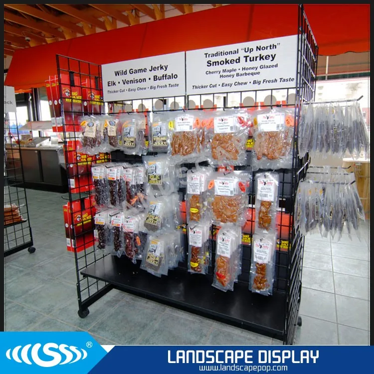 Metal Wire Beef Jerky Display Stand / Floor Standing Beef Jerky Display