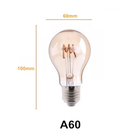 Tonghua Retro New Type Edison Bulb E27 220V 4W Spiral Soft LED Filament Bulb A19 Ampoule Vintage Pendant Lamp