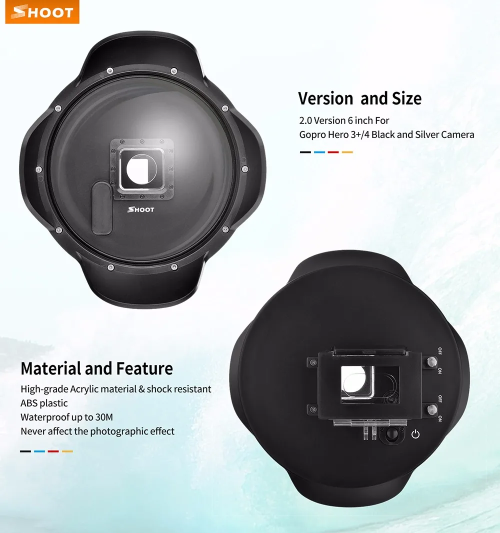 6 Inch Shoot Dome For Gopro With Sun Hood Waterproof Case For Gopro