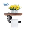 diy industrial wall mounted toilet roller paper holder black pipe fitting epoxy painted decorative elbow tee iron fittings