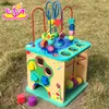 newest educational cubes wooden kid beads toy for wholesale W11B088