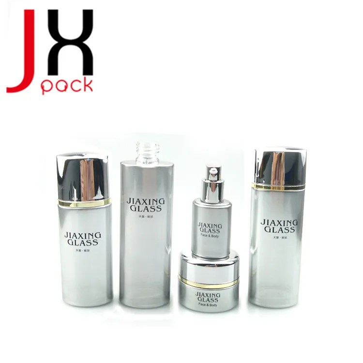 Wholesale Silver Luxury Skincare Body Lotion Cosmetic Packaging Glass