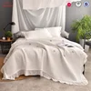 super comfortable natural fabric washed cotton white patchwork lace embroidery bedspread