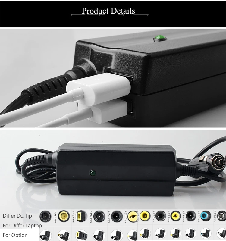 Universal 40w 20v 2a Car Charger Dc Laptop Adapter 2 Usb Port Portable Car Charger For Laptop