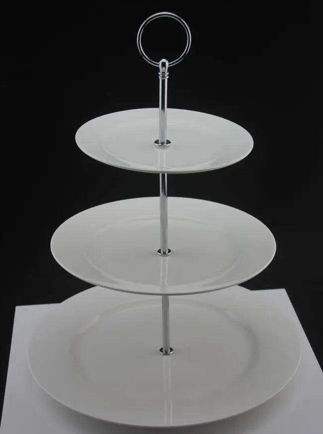 Ceramic Plain White 3 Tier Cake Plate Stand Set Buy 3 Tier Cake Plate