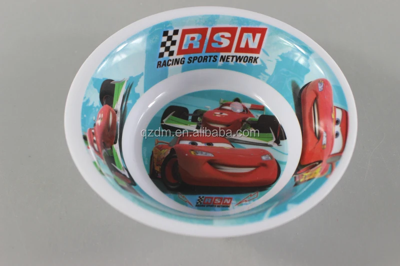 100% melamine kids small bowl cars print