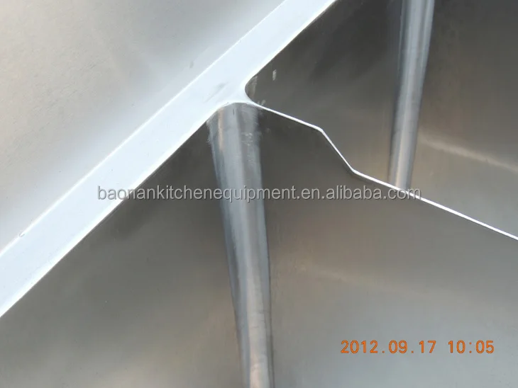 3 Compartimentos De Acero Inoxidable Fregadero De La Cocina Mesa Con