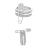Newest Designs Three Ring With Drill Pin Rings,Fashion Knot Needle Point Crystal Rings For Women