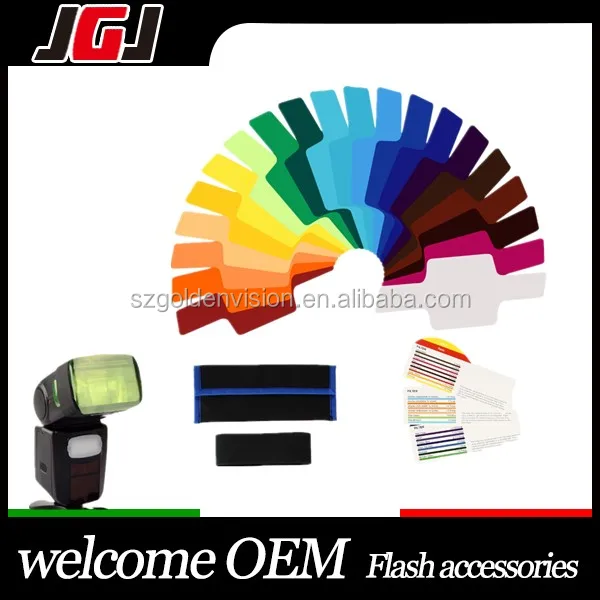 JGJ 20pcs Colors Vedio Flash Speedlite Speedlight Lighting Color Gels Filter Diffuser Card for Canon 600EX 580EX DC657 Nikon