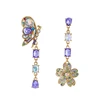 ed00545c Violet Crystal Butterfly Asymmetric Earrings