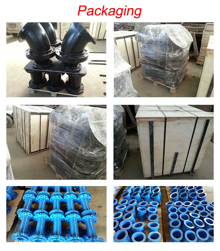 ISO2531 Zinc Coating Cement Mortar Lining Ductile Iron Pipe Fitting All Flange Tee