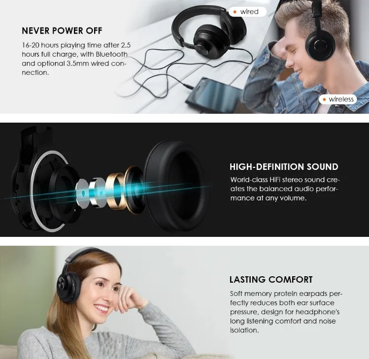 Top Quality Head Band Bluetooth Headphone Without Wire Buy New Metal Headband Noise Canceling