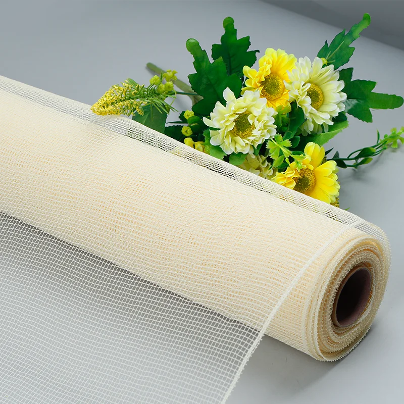 52cm Solid Cream Flower Wrapping Poly Deco Mesh Rolls Buy Solid Poly Deco Mesh,Decorative Poly