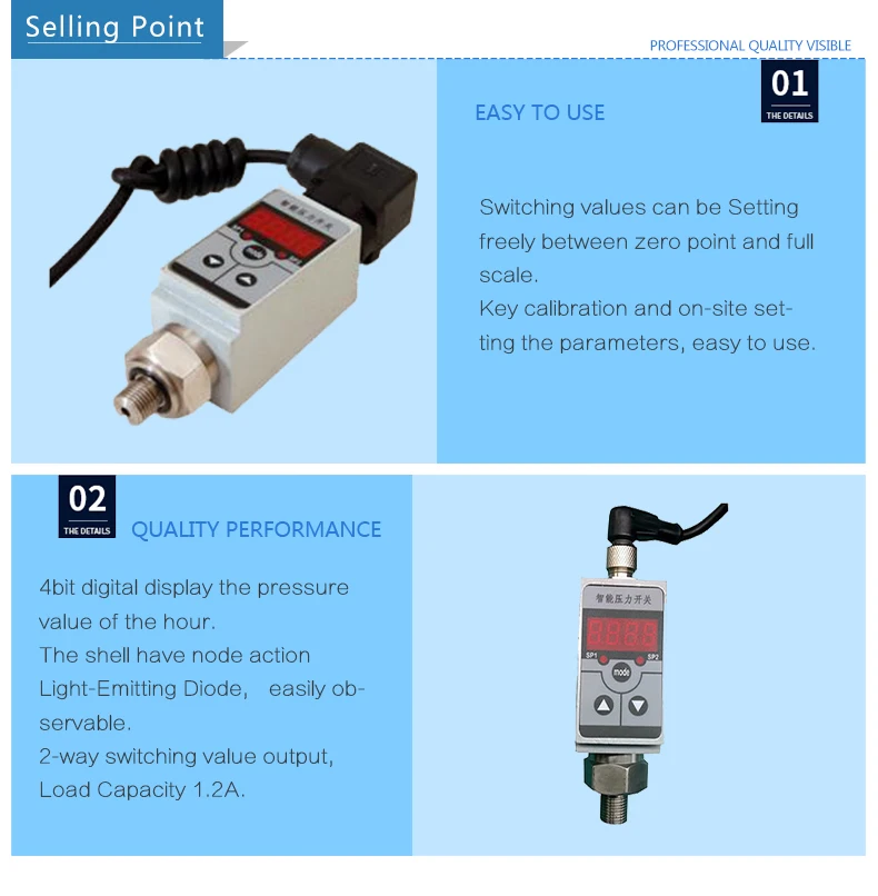 Compact Digital Smart 24v Dc Low Pressure Control Switch