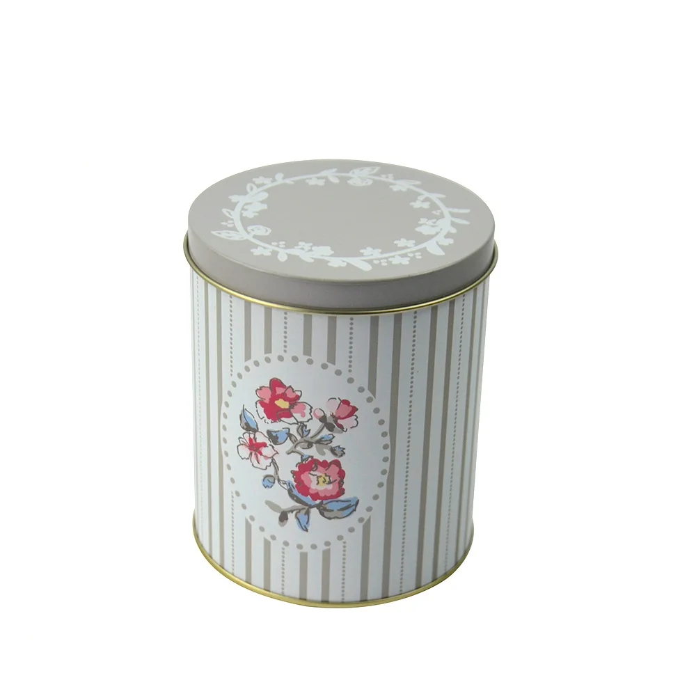 Hot sale custom empty round double lid rose flower tea metal gift tin box