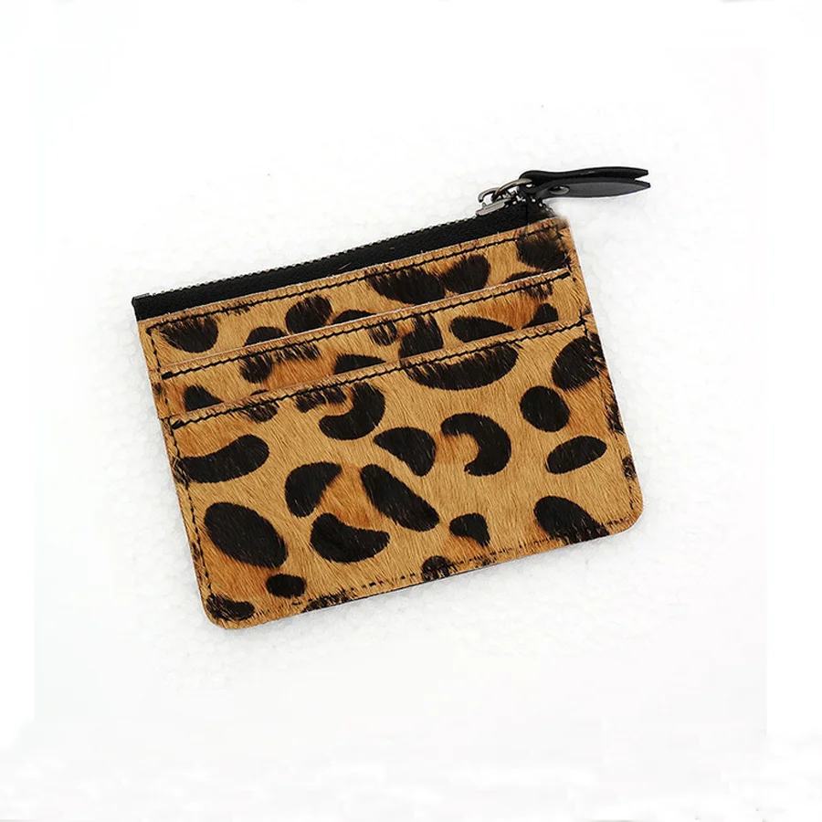 
leopard style horsehide leather atm card cover 