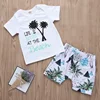 2019 New Summer Outfits "lift is better at the beach" Letter Print White Baby Cotton T-shirt & Kids Beach Shorts 2PCS Set