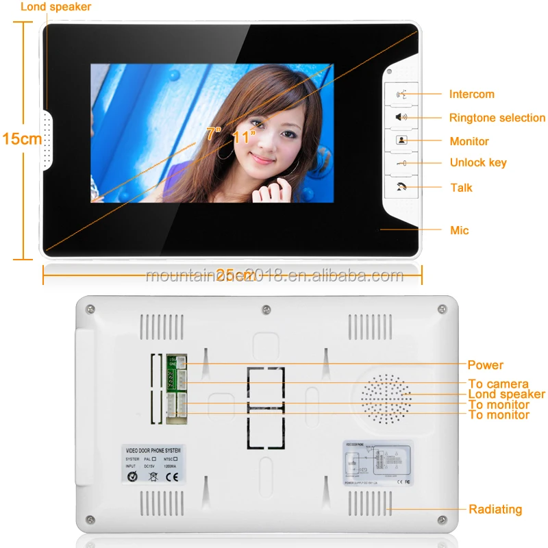 2 Monitors 7" LCD Color Video Door Phone Doorbell Home Security Intercom Kit