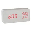 New Rectangular white LED wooden digital calendar clock with temperature