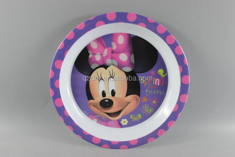 100% Plastic Melamine Round Dinner Plate for kids