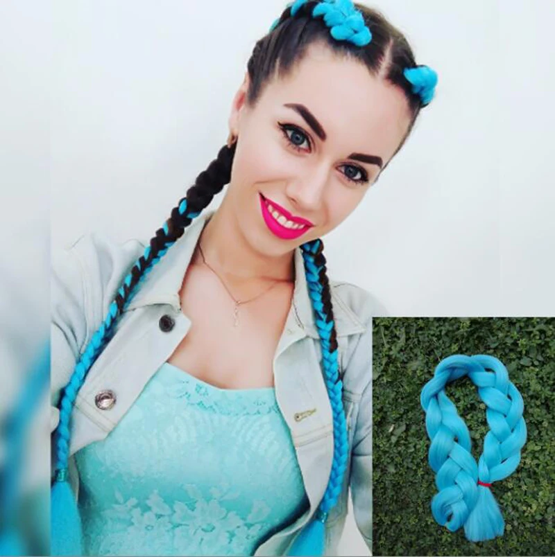24inch 100g Two Colored Yaki Synthetic Ombre Braiding Hair For