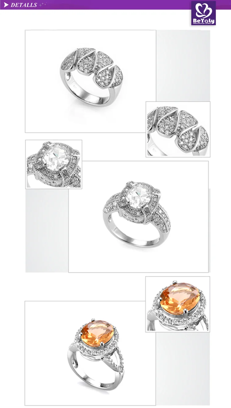 Fancy knot design cz setting stock lots sterling silver rings