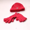 Winter knitting Red/Grey Wool Scarf & hat & glove