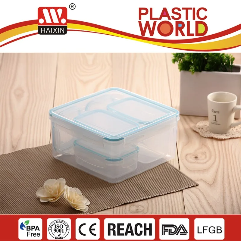 HAIXING 0.91L Square PP Food Grade Airtight Microwave Transparent Plastic Food Storage Container Box