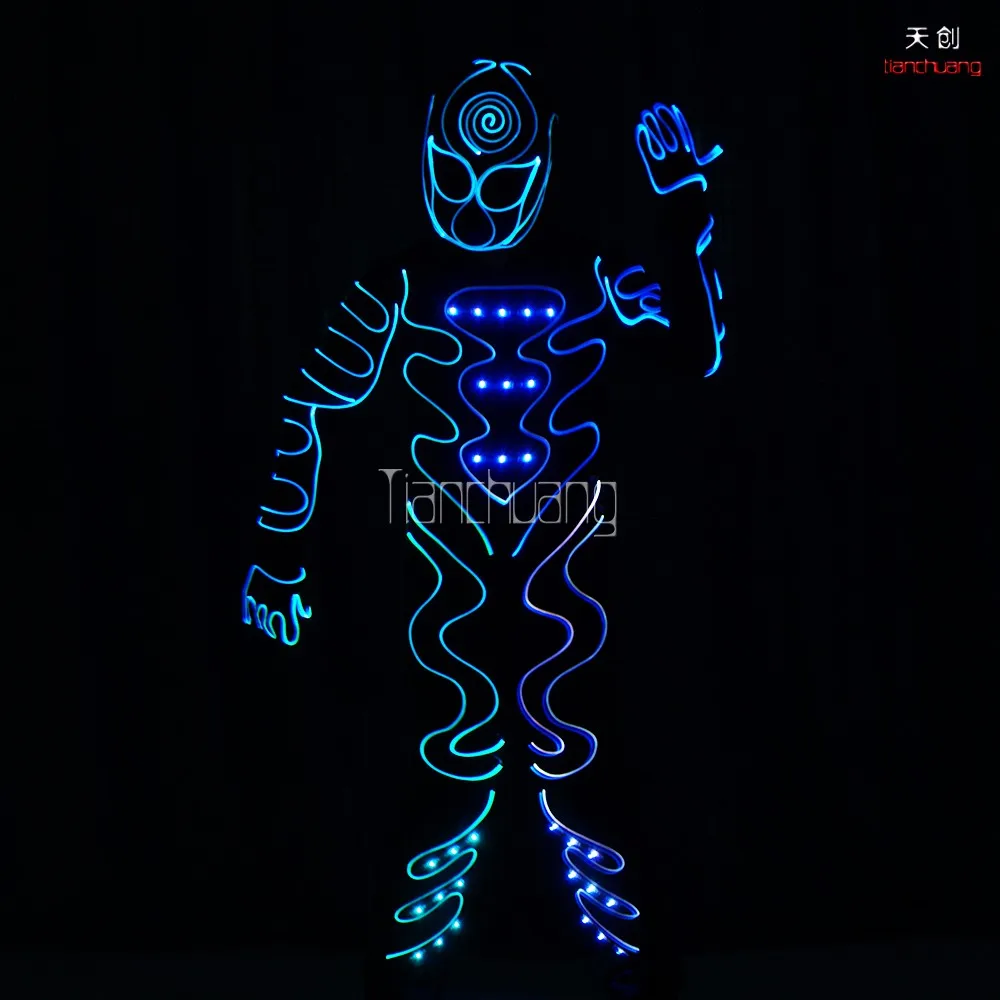 DJ disco party LED costume supplies festival ballroom dance clothes Men robot colorful LED lights luminous costume