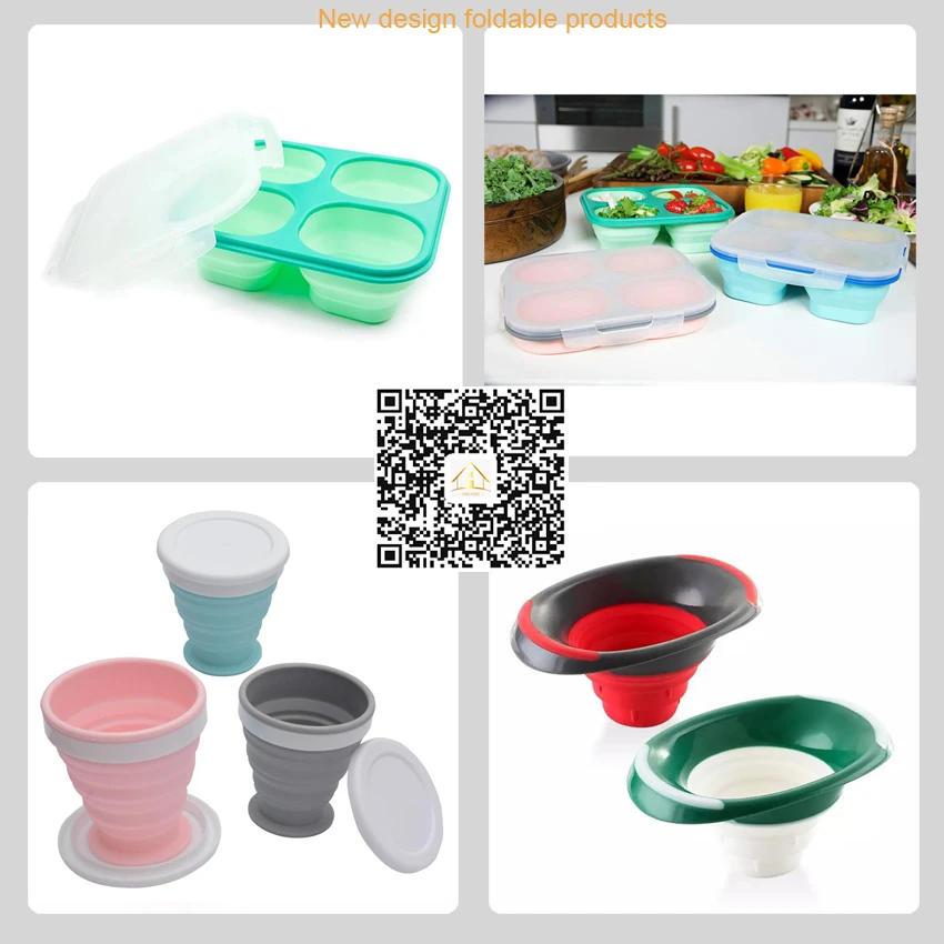 Microwave Safe Silicone Collapsible Bowls with Lids, 500ML 1000ML Expandable Food Storage Containers Set
